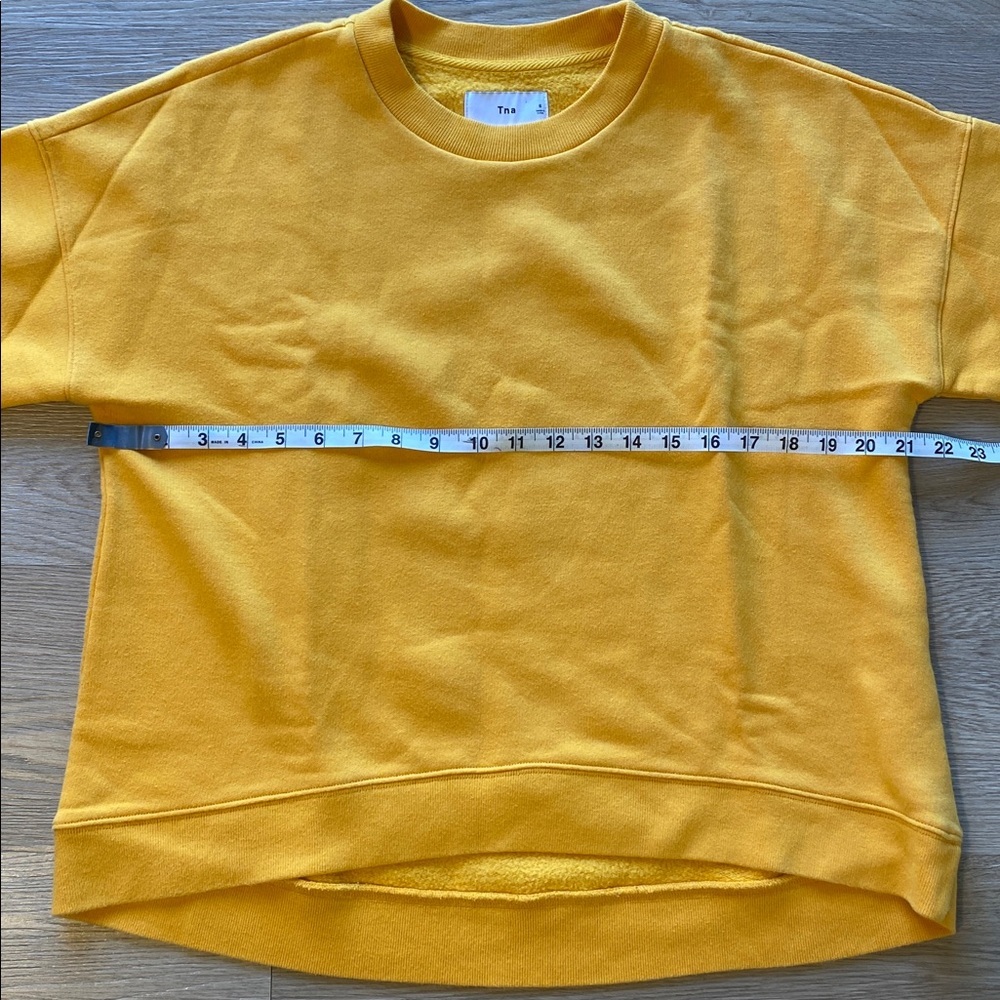 TNA Aritzia Yellow Crewneck Sweatshirt | Cropped Cozy Pullover Basic Size S - Picture 7 of 8